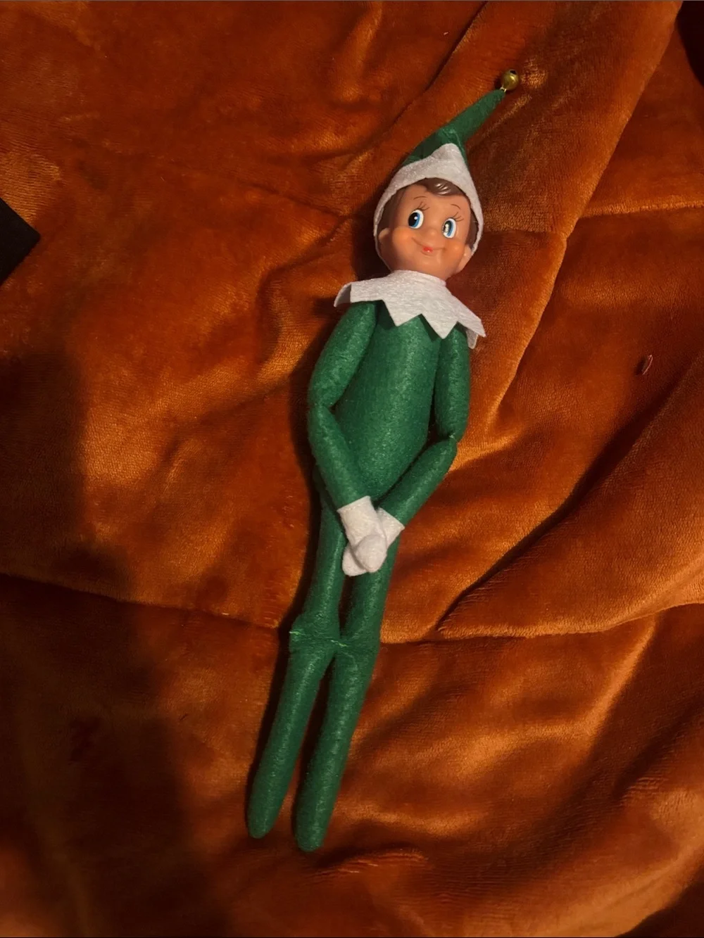 Green Elf Doll Plush with Pointed Hat with Bell